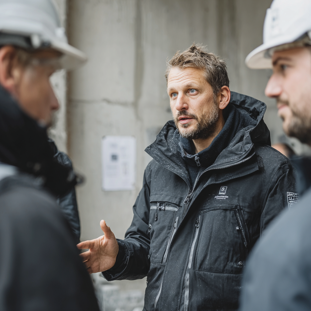Bauleiter mit Team